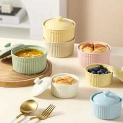 デザートの碗の蒸し卵の蓋の舒芙蕾のケーキの陶磁器の蓋の碗のシチューのスープの碗の赤ちゃんの補助食のお粥の鍋の杯を煮ます。