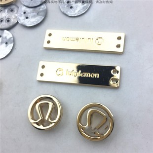 Hollow Metal Standard Gasket Winter Coat Collar Label Lulu Gold Perforated Letter Sweater Hand-stitched Sign