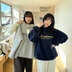 现货 overdu*fl*ir高克重字母刺绣卫衣女25ss秋冬阔版圆领上衣