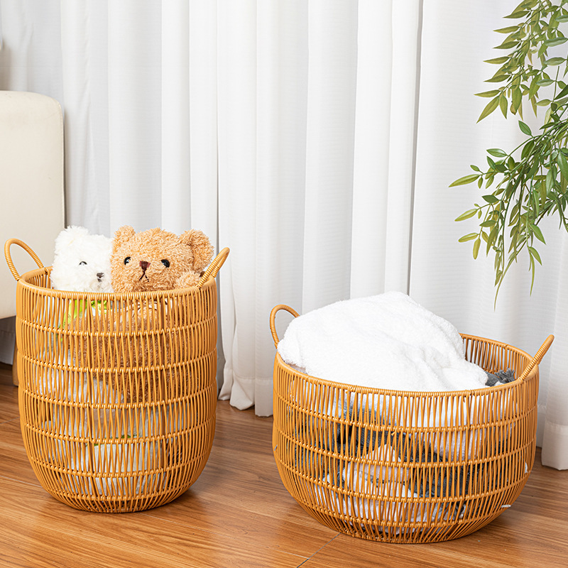 Imitation Rattan Clothes Basket Laundry Basket Hotel Homestay Bath Towel Basket Toy Storage Basket Home Change Clothes Storage Basket