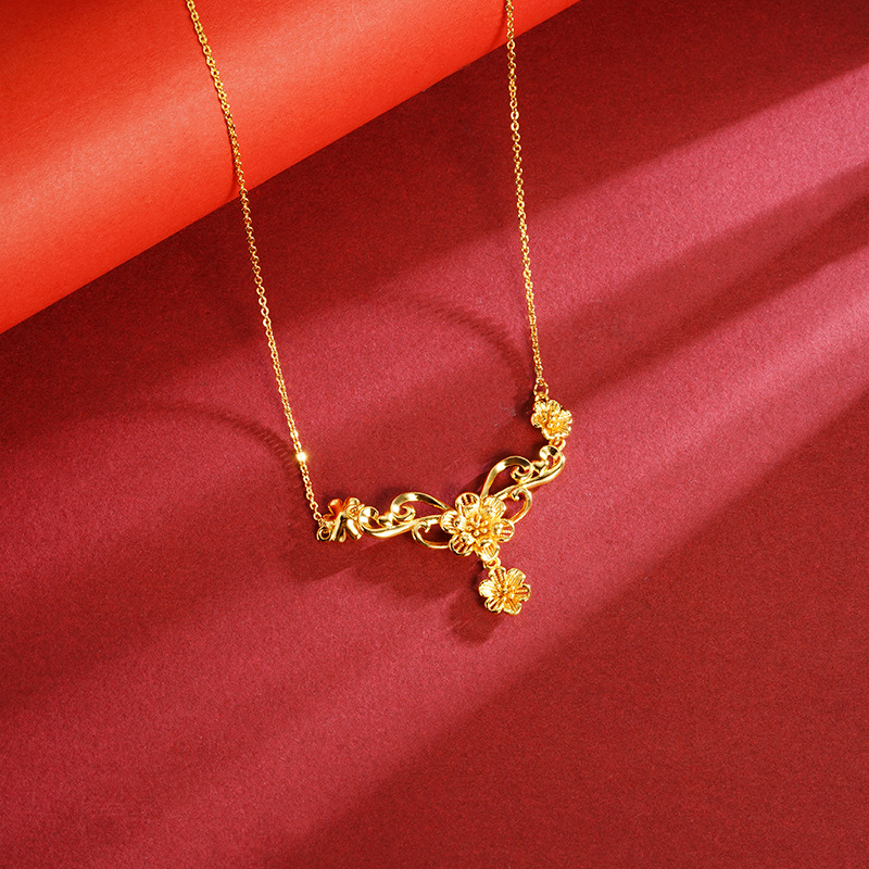 Collar de vid de flores de oro de arena para mujeres verano versátil de alta calidad temperamento ligero joyería de lujo nuevos productos transfronterizos al por mayor