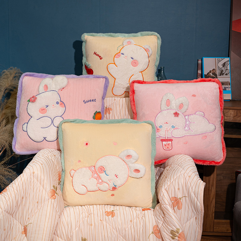 almohada de seda de hielo, colcha, almohada plegable para automóviles, almohada de oficina, almohada de siesta, manta 2 en 1 para mujeres