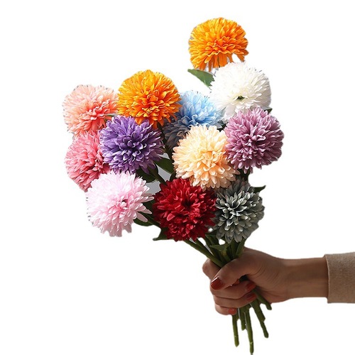 Simulated single dandelion fake flower home vase decoration onion ball silk flower ping pong chrysanthemum short branch round simulated flower