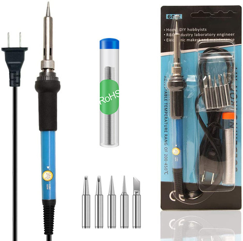 7-in-1 soldering iron welding set 60W foreign trade adjustable temperature soldering iron with 5 soldering iron tips, American regulations, European regulations, British regulations