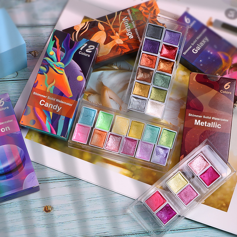 Xile 6 colors 12 colors solid watercolor pigment set nail art pigment pearlescent metal art pigment painting wholesale