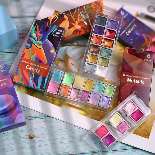 Xile 6 colors 12 colors solid watercolor pigment set nail art pigment pearlescent metal art pigment painting wholesale