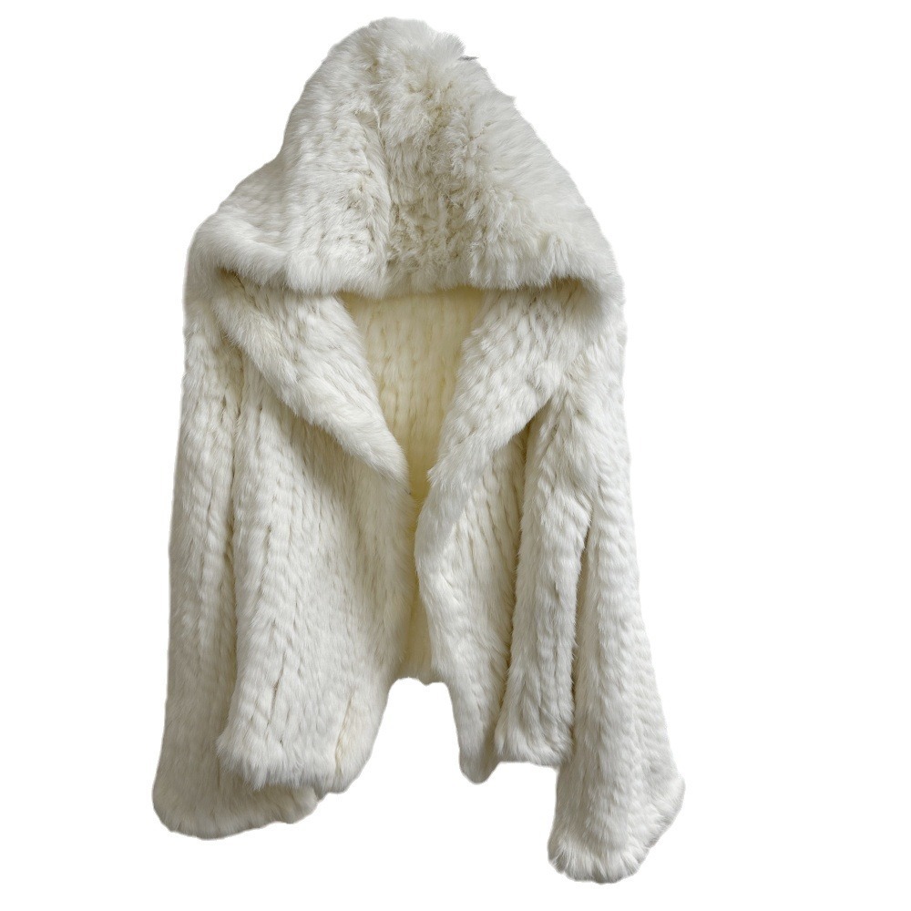 Dameskleding Nieuwe herfst en winter Versleutelde verdikte handgemaakte dubbelzijdig geweven capuchon korte konijnenbontjas voor vrouwen Jonge stijl_voghion.com
