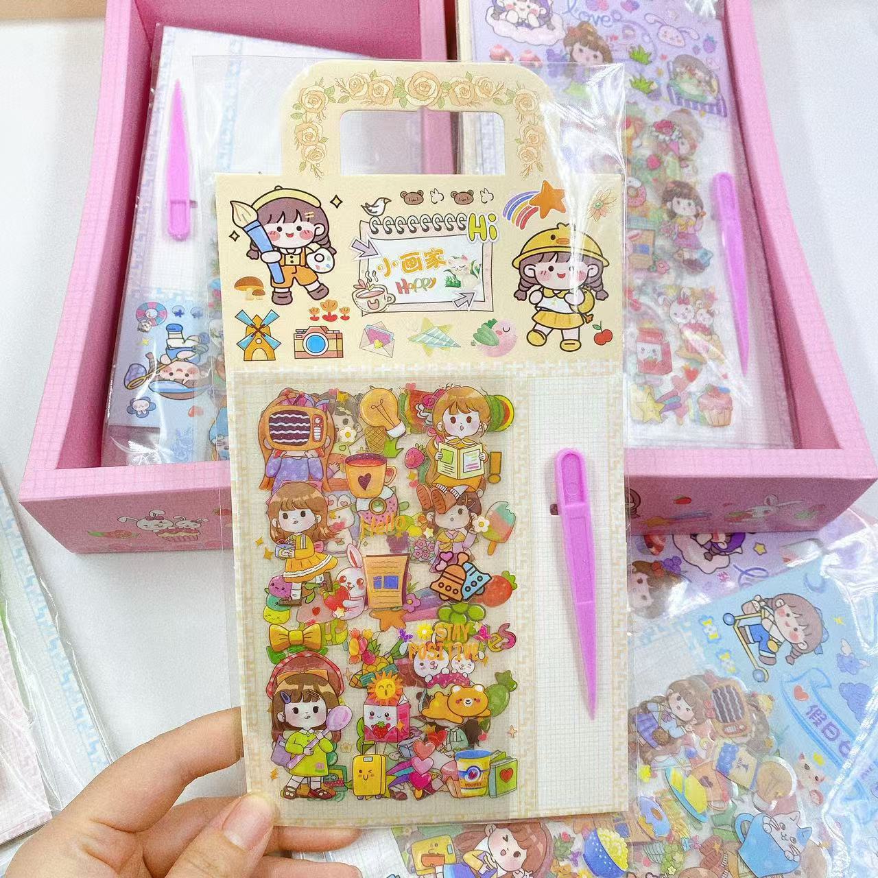 Conjunto de pegatinas para niñas pinzas pegatinas de contabilidad DIY decoración adorable pegatinas pegatinas creativas lotes de material de contabilidad