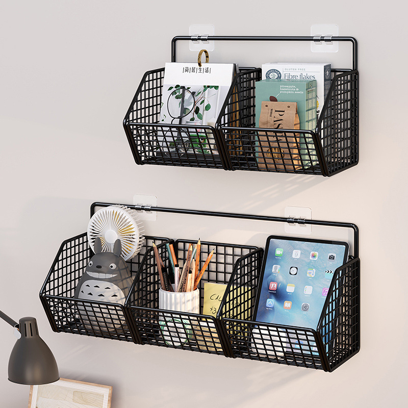 Estante de almacenamiento de pared sin perforaciones Almacenamiento de dormitorio de estudiantes Artefacto Montado en la pared Cesta colgante de pared Estante de almacenamiento de noche