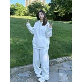 纯棉华棉复合320克 运动服套装女秋冬连帽卫衣卫裤休闲学生两件套