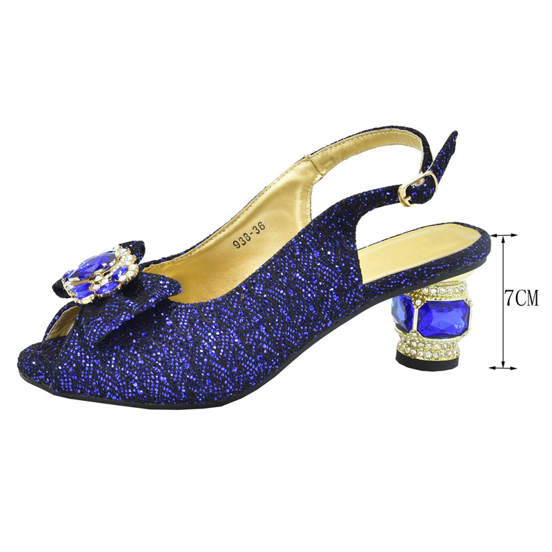 Pair the evening with diamond studded high heel round head fish mouth back strap elastic sandals and dinner clutch set_voghion.com