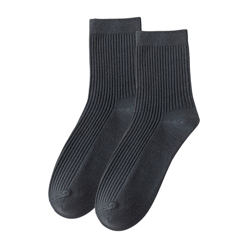 Cotton Mid-Calf Socks for Men - Spring and Autumn Men's Casual Double-Needle Long-Sleeve Plain Cotton Socks - Zhuji 100% Cotton Men's Socks