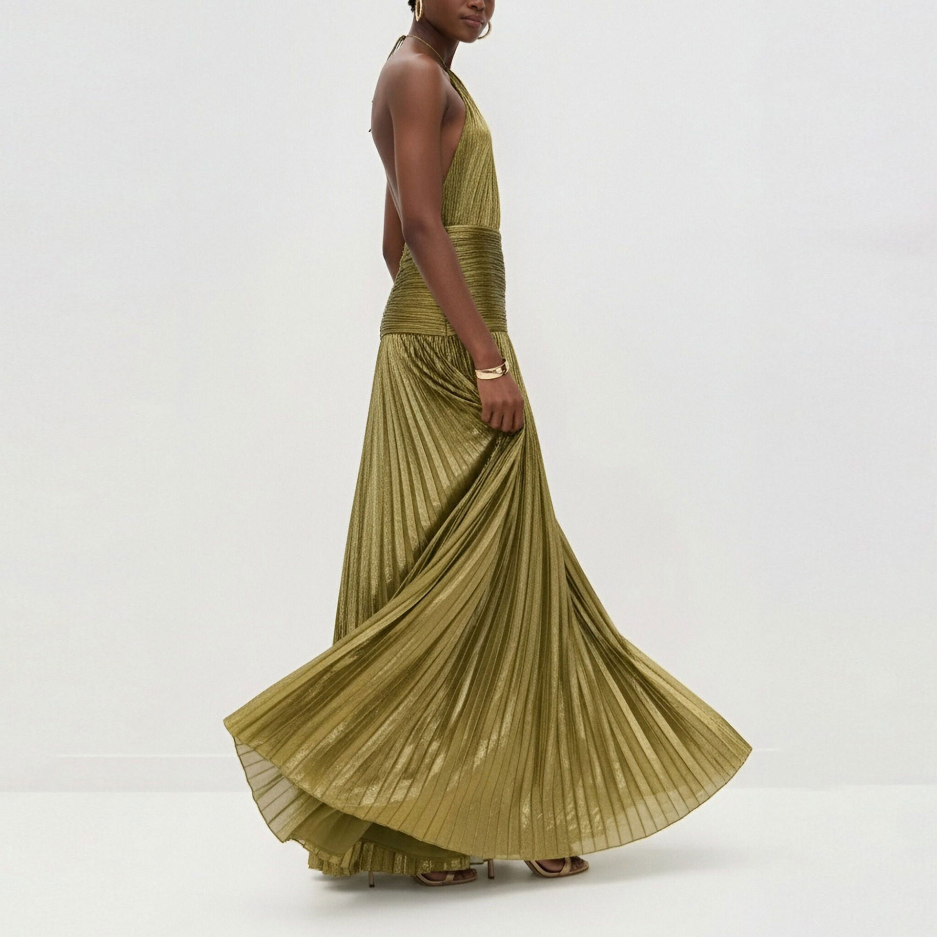 2026 Spring New Foreign Trade European And American Women's Fashion Elegant Waist-Cinching Halter Neck Backless_ecoleips.com