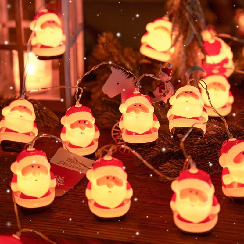 LED cadena de luz de Navidad Papá Noel Snowman Snowflake Alce Lámpara de atmósfera de Navidad Decoración de árbol de Navidad Colgante de lámparas de colores