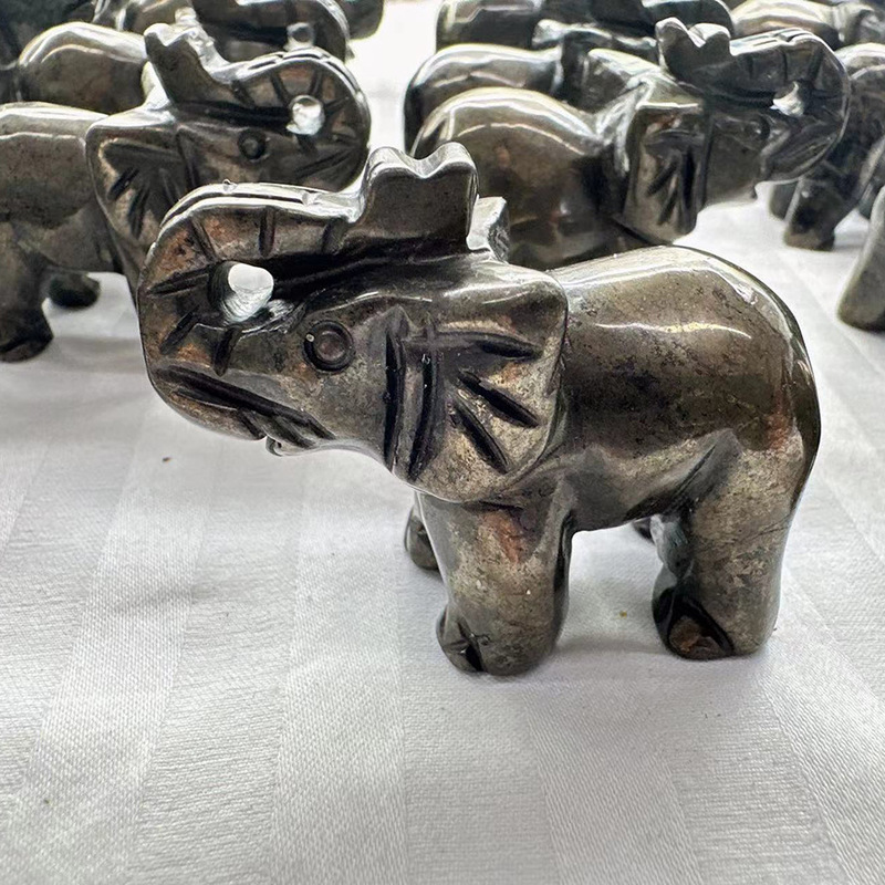 国境を越えた黄銅鉱象玉の家の装飾品水晶粉晶七彩蛍光石花緑灰瑪瑙|undefined