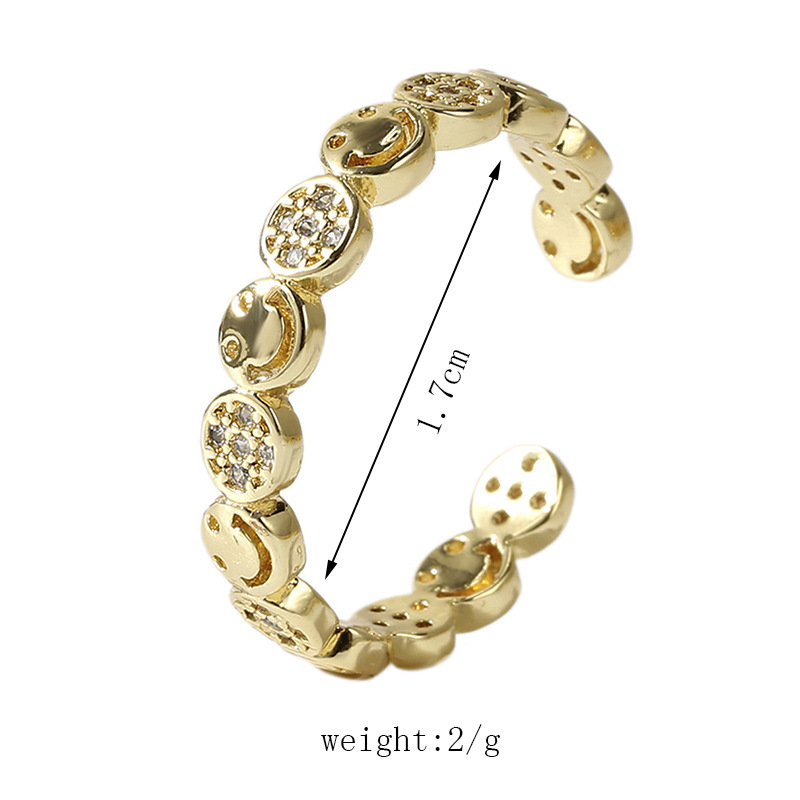 Korean simple and cute copper inlaid zirconium exquisite opening ring gold electroplating ring jewel