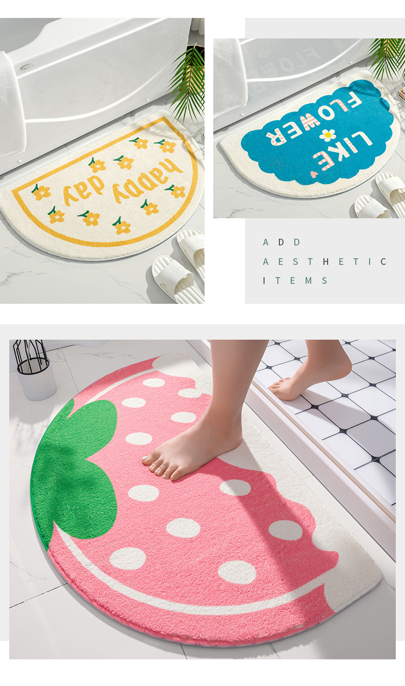 INS piccolo tappetino semicircolare fresco per entrare in casa, tappeto per entrare nella porta, camera da letto, bagno,_voghion.com