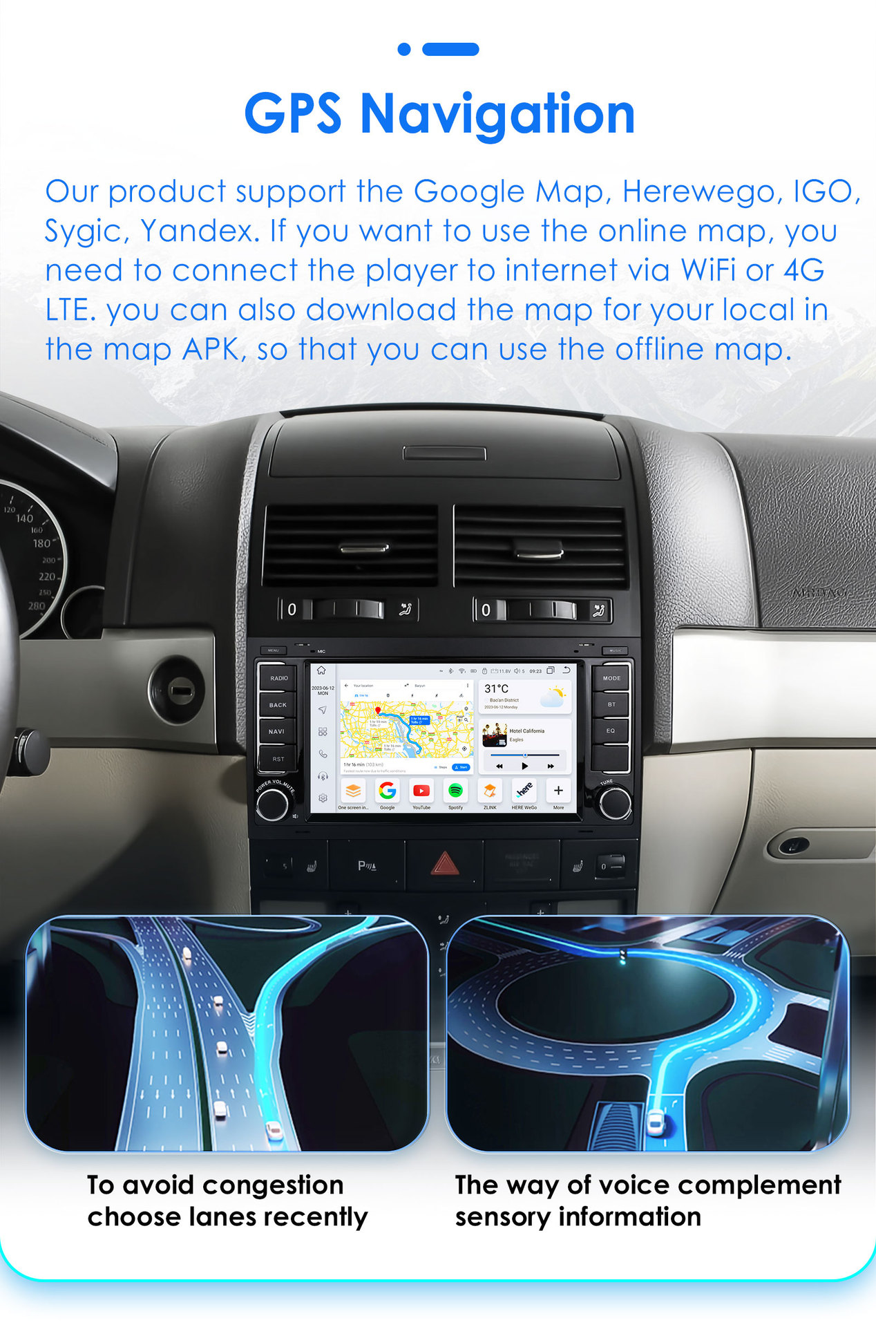 Cross-border models are suitable for Volkswagen Touareg 04-09 large-screen reversing image Android car navigation DVD navigator