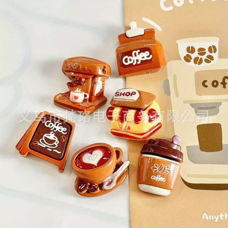 Cross-Border Hot Selling Cartoon Food and Play Coffee Refrigerator Magnets Cute Three-Dimensional Photo Wall Decoration Magnetic Stickers Magnetic Stickers Wholesale