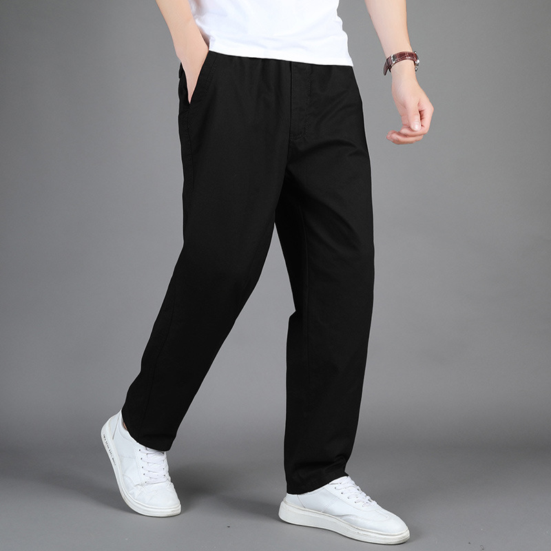 2025 nuevo estilo transfronterizo pantalones casuales de algodón pantalones rectos sueltos para hombres pantalones de papá de mediana edad monos pantalones elásticos