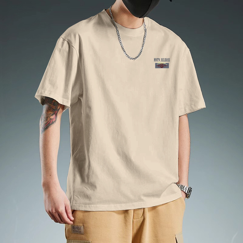 200 グラムヘビーウェイト半袖メンズシンプルで多用途なインルーズ Tシャツボトリングシャツ半袖ボーイズ新しいスタイル