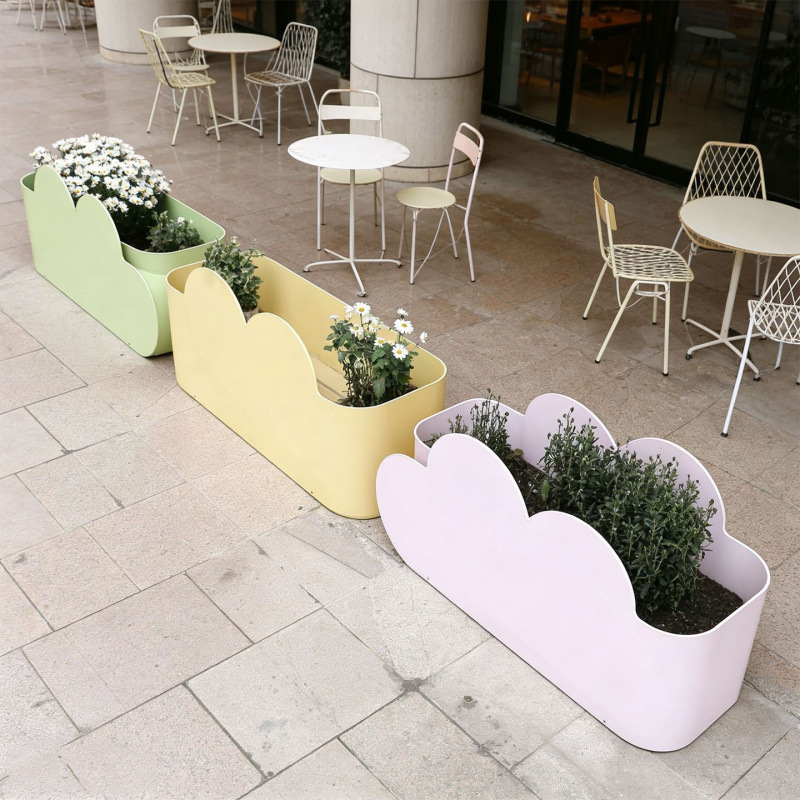 Creative design outdoor wrought iron flower boxes, planters, commercial street milk tea shop partitions, flower beds, green plant growing boxes, and flower stands