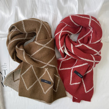 羊毛围巾女款秋冬季新款 高级感红色情侣保暖加厚围脖男冬天韩系