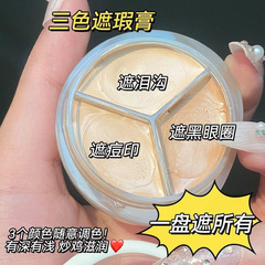 NOVO三色遮瑕膏遮蓋黑眼圈痘印暗沉臉部斑點學生黨修容提亮遮瑕盤