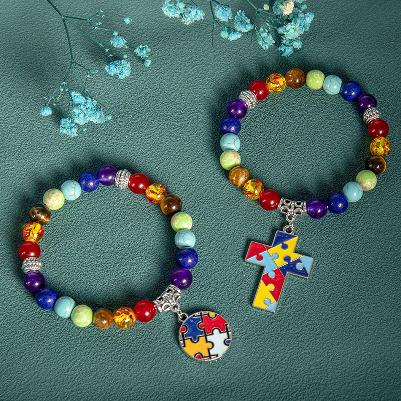 30g Weight Bracelets Classification 1 Piece Quantity Holiday, Daily Occasion natural stone Material Jigsaw Pattern Unisex Gender Simple Style Style Simple Style Jigsaw Natural Stone Bracelets In Bulk 无