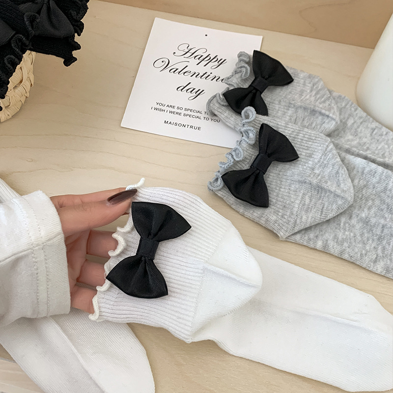 Calcetines de hormigón primavera-verano mujer calcetines de algodón sólido damas delgados calcetines transpirables princesa calcetines de encaje Zhuangyan