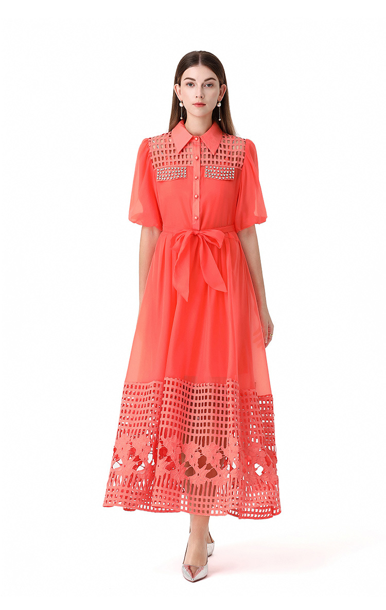Women's Clothing Elegant Style Tie Waist Short Sleeve Women's Clothing Dress For Formal & Casual For Women_ecoleips.com