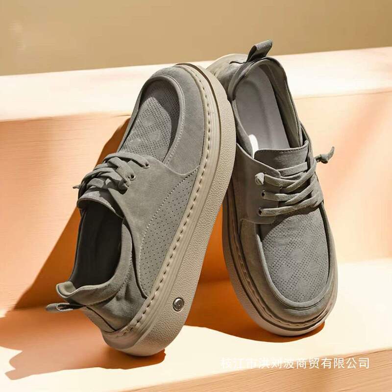 2025 Men's Thick-Soled Lightweight Wide-Head Casual Shoes Breathable Slip-On Canvas Shoes 2025 Summer New Men's Shoes