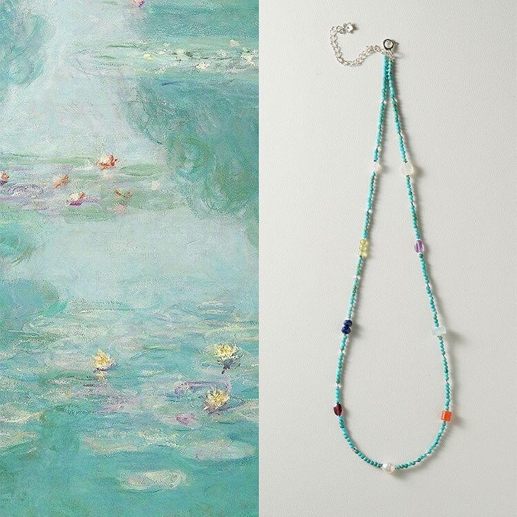 "Xixizi" Bohemian Green Beaded Necklace New Chinese Colorful Beaded Niche High-grade Clavicle Chain