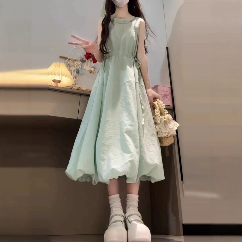 Mint Green Vest Dress Women's Summer 2026 New Style Seaside Vacation Waist-Slimming Floral Mid-Length Dress Mint Green Vest Dress Women's Summer 2026 New Style Seaside Vacation Waist-Slimming Floral Mid-Length Dress
