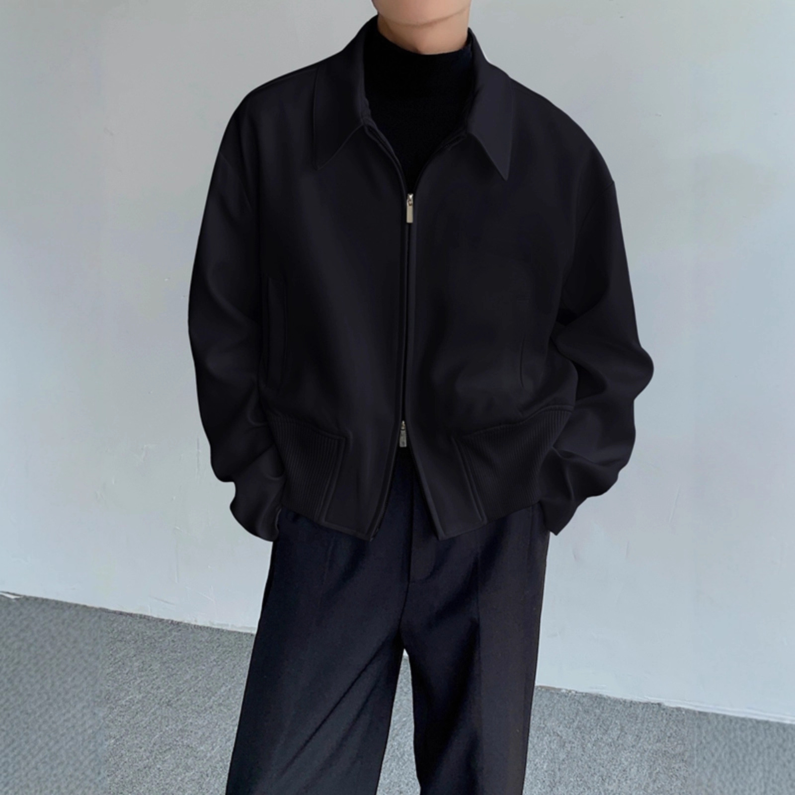 Shoulder Padded Executive Jacket Short Cardigan Zipper Baseball Jersey_voghion.com