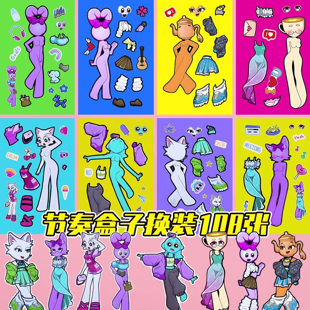 Nueva caja de ritmo sprunki cambio de pegatinas para niños puzzle divertido creativo a mano dibujo de juguetes