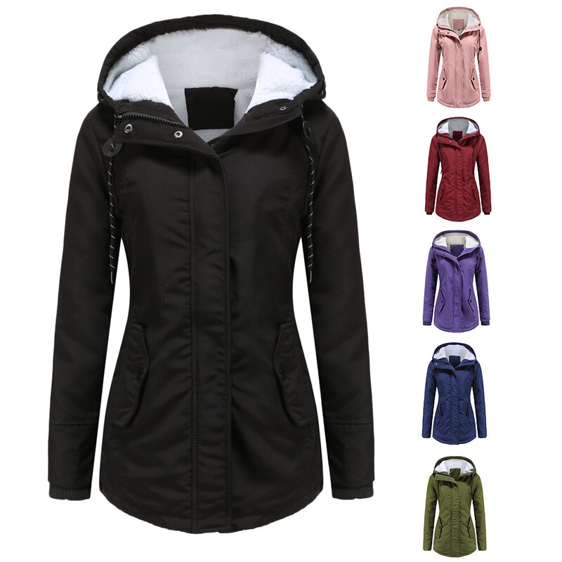 2023 Parka Autumn and Winter Lamb Velvet Cotton Clothes Women's European Size Thickened Velvet Cotton Clothes Women's Casual Hooded Jackets 2023 Parka Autumn and Winter Lamb Velvet Cotton Clothes Women's European Size Thickened Velvet Cotton Clothes Women's Casual Hooded Jackets