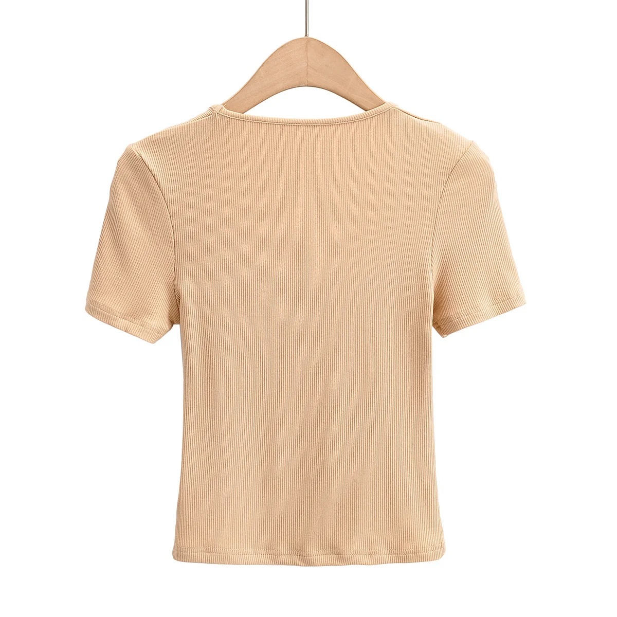 square neck short-sleeved summer new slim and thin T-shirt NSAC57512