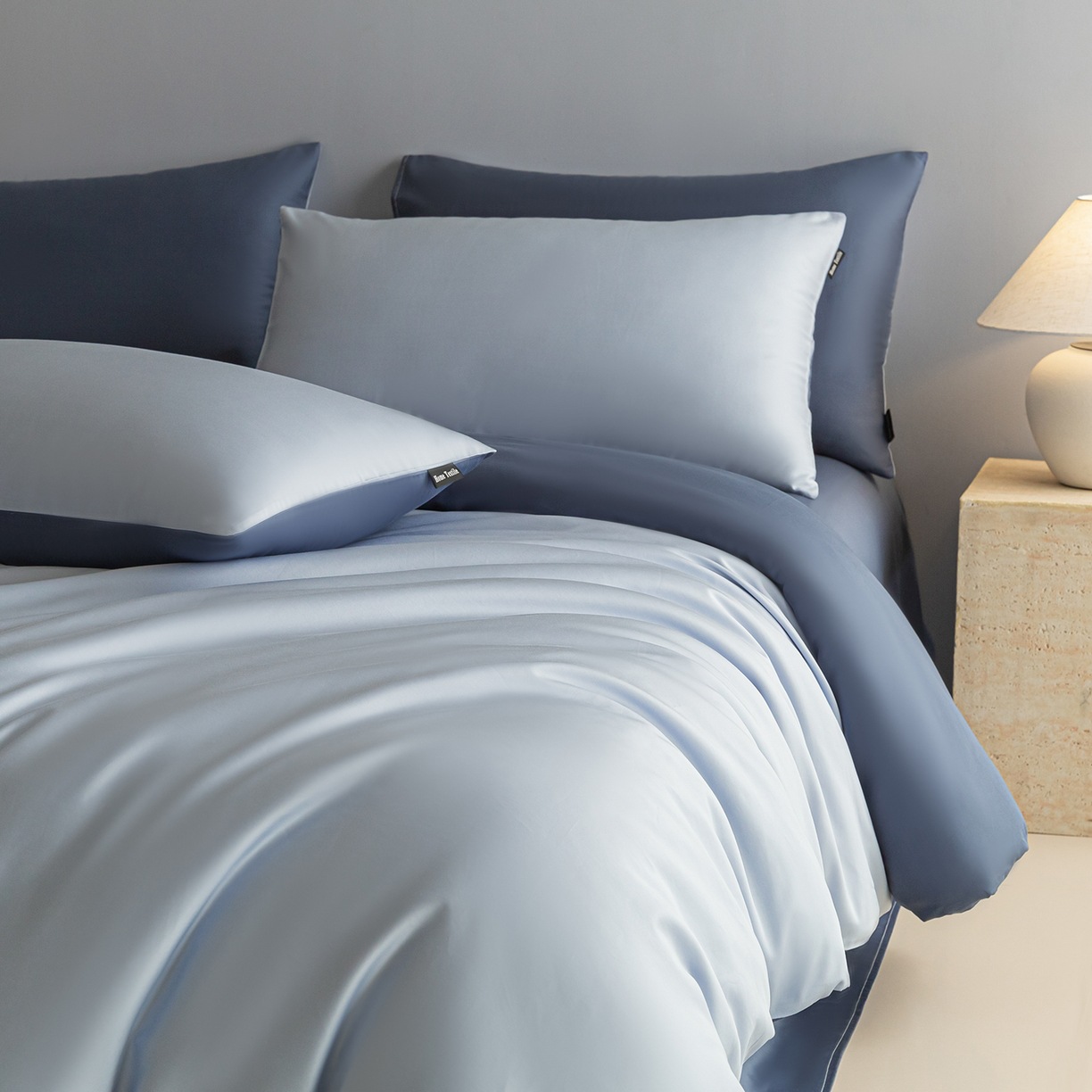 Satin Cotton Bedding Set Two-tone High Thread Count Pure Cotton_voghion.com