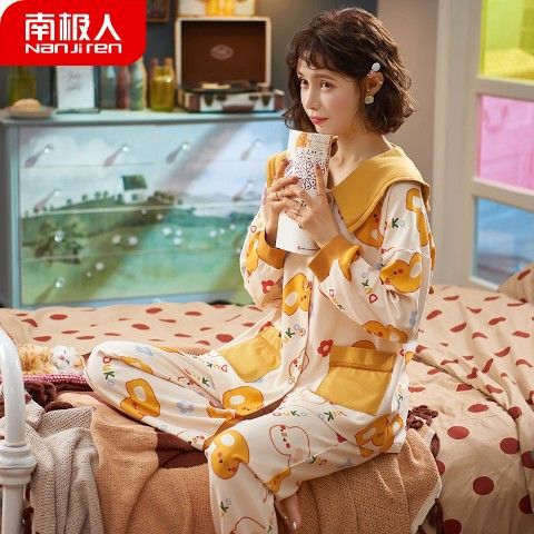 Lindo pijamas de las mujeres primavera y otoño de manga larga 100% algodón 2022 nuevo estilo princesa algodón desgaste del hogar