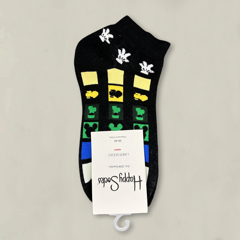 HappySocksハイスキンのショートソックスの漫画の浅い口の低い女性のスウェーデンのファッションのタイプのソックスの春夏のカラー