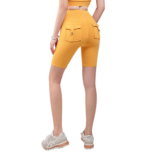  Spring Instagram New Workwear Five-Pocket Pants for Women, Peach Hip-Raising Sports Shorts, Quick-Dry Breathable Gym Trousers