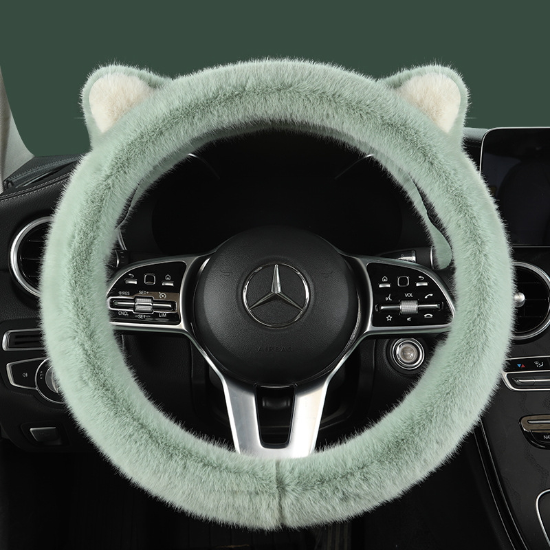 Winter Plush Fluffy Steering Wheel Cover Imitated Rabbit Fur