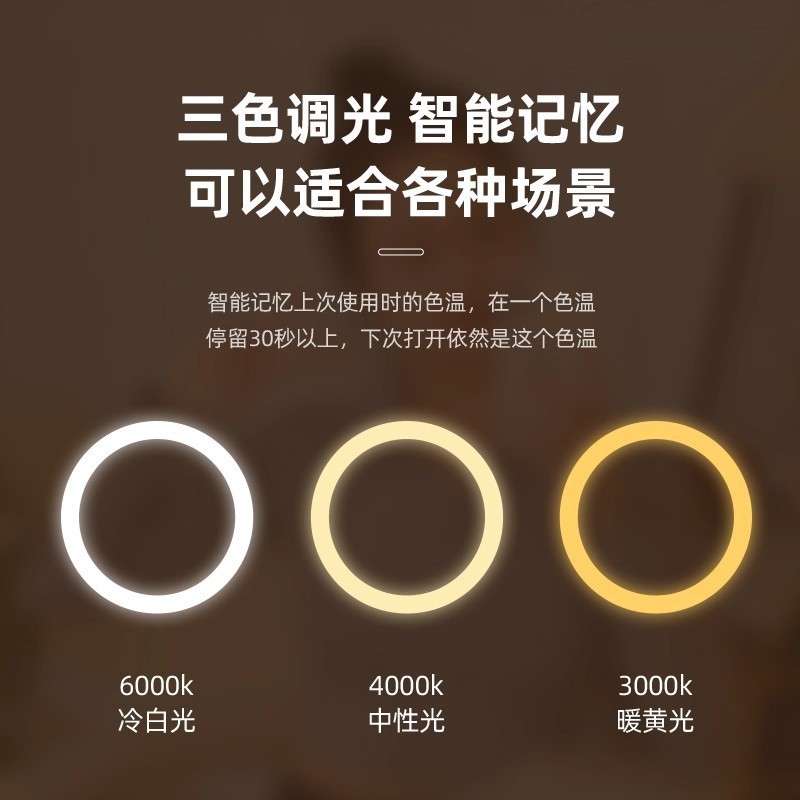 led化妆镜带灯台式女补光小镜子学生宿舍桌面ins便携小型圆梳妆镜|undefined