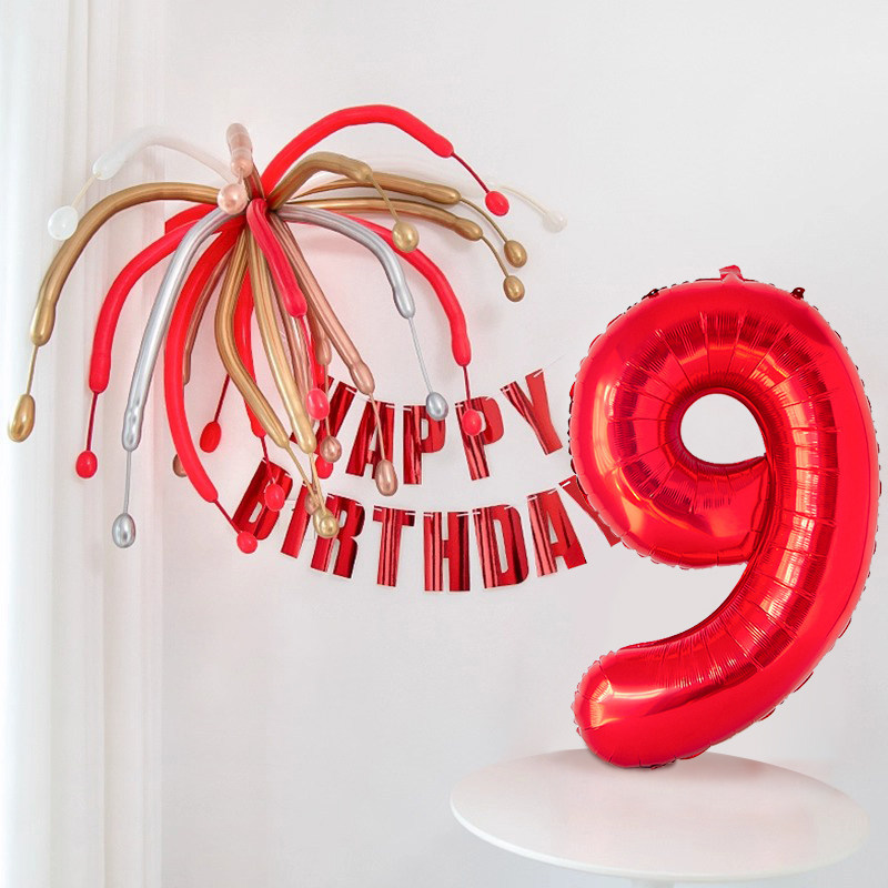 Cartel cumpleaños decoración 1 cumpleaños rojo y oro fuegos_voghion.com