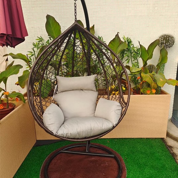 Silla Mecedora Colgante Doble con Estructura Metálica, Móvil y Reclinable, para Parque y Balcón image 18