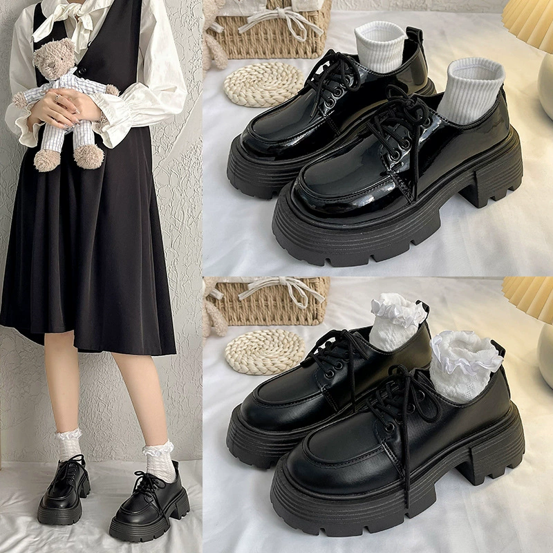 Маленькие кожаные туфли на толстой подошве женские весна и осень 2025 года новый грубый ретро на каблуках в британском стиле