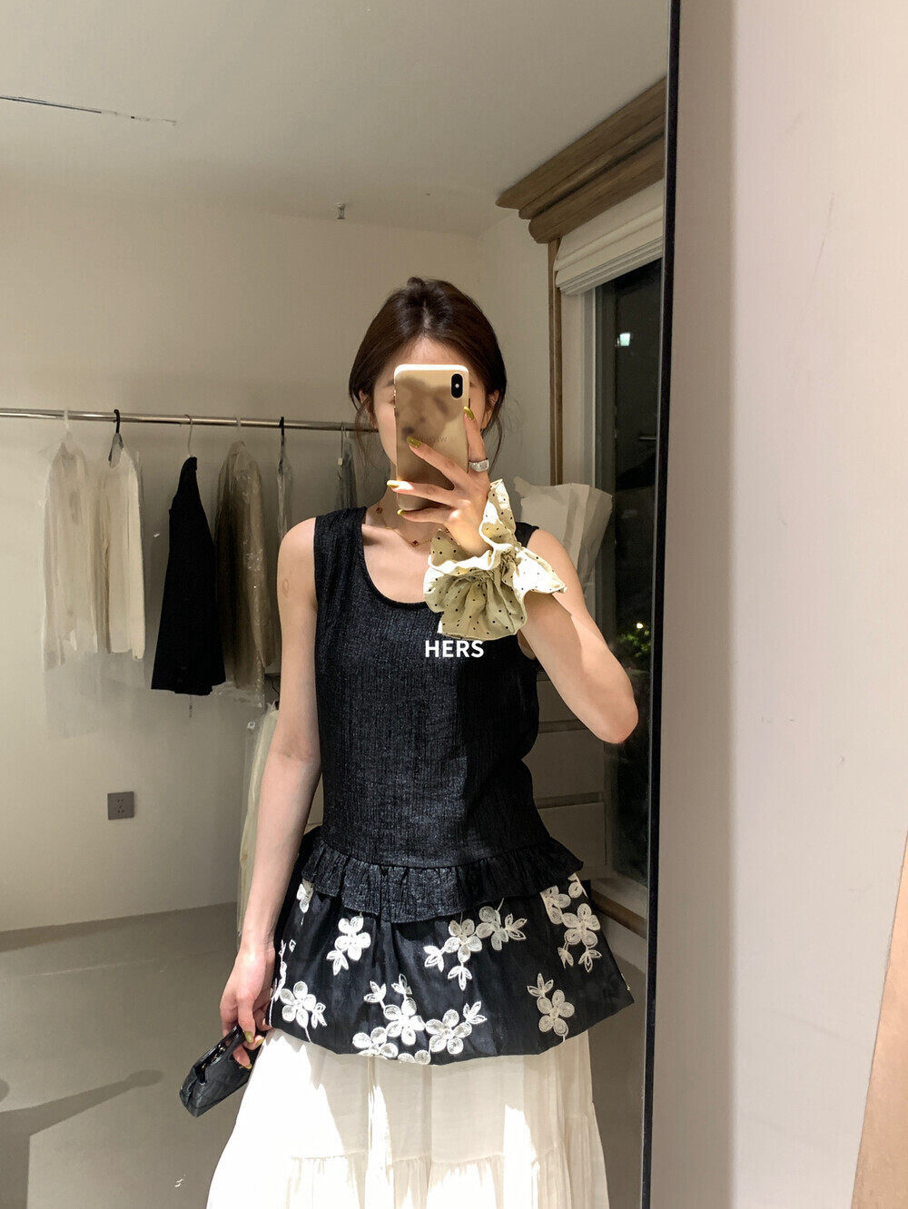 Áo hai dây nữ phong cách Bohemian thêu hoa, viền ren xếp tầng — Champagne màu, màu đen chi tiết 22
