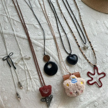 韩系超绝慵懒简约风百搭又平价挂脖小配饰装饰迷你收纳项链皮质款