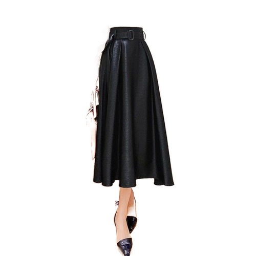 Women's Autumn/Winter New Arrival High-Waisted Lettered Skirt Hepburn Style Retro Umbrella Skirt Pleated Skirt Long Umbrella Dress